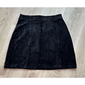 Arizona Jean Co Black Corduroy Pencil‎ Mini Skirt Elastic Waist Front Slits Size